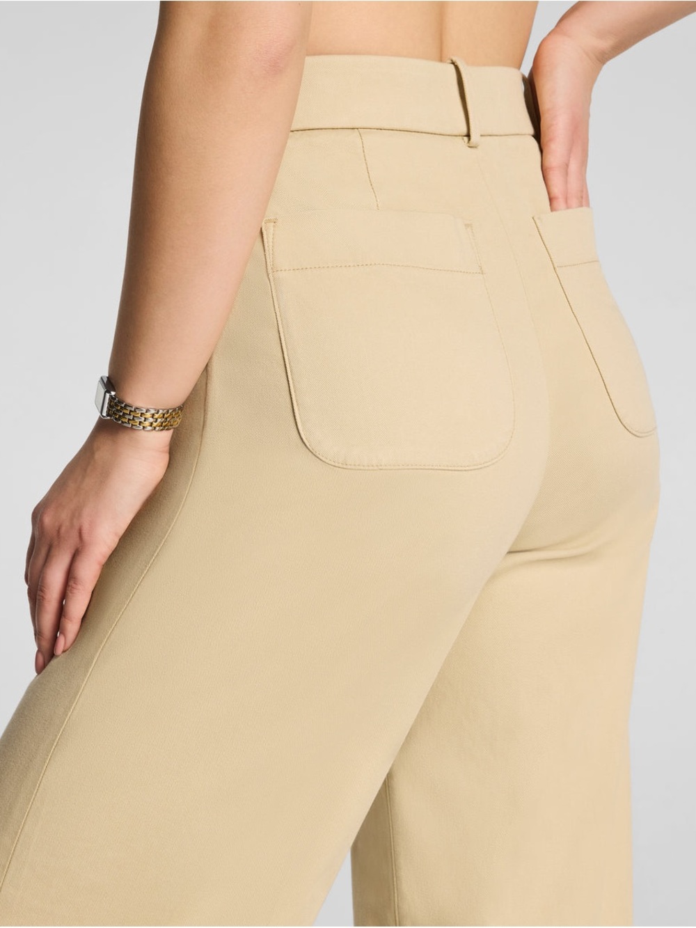SPANX Wide-Leg High-Rise Pants in Light Beige - Picture 4 of 6